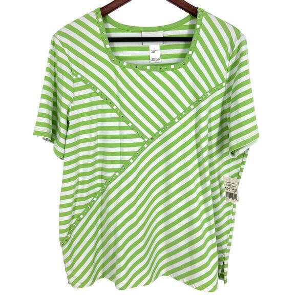 Alfred Dunner Tops - NEW NWT Alfred Dunner Sz Large Green Summer Short Sleeve Blouse Shirt Top Cute